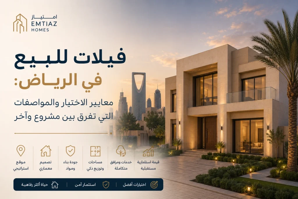 فيلات للبيع في الرياض: معايير الاختيار والمواصفات التي تفرق بين مشروع وآخر