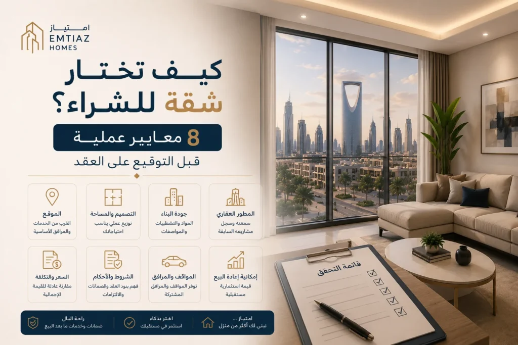 كيف تختار شقة للشراء؟ 8 معايير عملية قبل التوقيع على العقد
